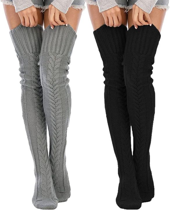 Harajuku%20Women%20Girls%20Wool%20Stockings%20Winter%20Warm%20Knitted%20Over%20Knee%20Socks%20Leg%20Warmer%20Female%20Thigh%20Long%20Stockings%20Leg%20Warmers%20-%20Image%206