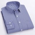 New Men's Classic Long Sleeve striped Basic Dress Shirts Single Patch Pocket Formal Business Standard-fit Office Social Shirt.