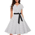 Polka Dot Print Summer Dress Vintage Women 1950s 60s Swing Rockabilly Dress Robe Elegant Casual Office Lady Party Evening Dress. 