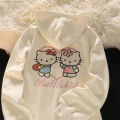 2024 New Sanrio Hello Kitty Jacket 2000s Zip Hoodie White Sweatshirt Young Women Fall Winter Kawaii Lolita Jacket Student Tops.