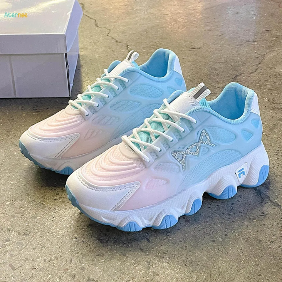 Chunky Platform Sneakers for Women Low Top Nonslip Thick Soled