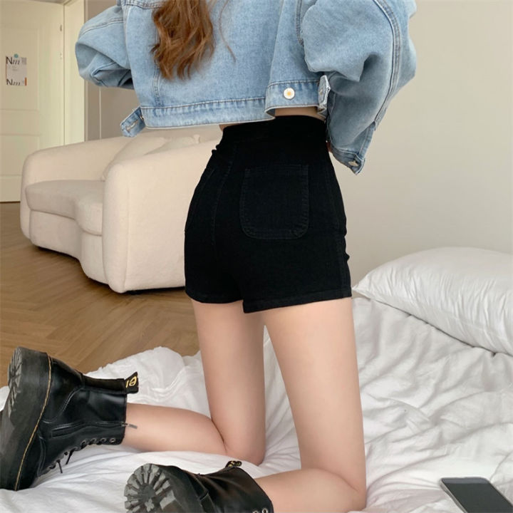 Black%20Jeans%20Women's%20New%20High%20Waist%20Tight%20Hot%20Girl%20Super%20Short%20Shorts%20Outdoor%20All-Matching%20PantsaWord%20Hot%20Pants%20Wholesale%20-%20Image%203