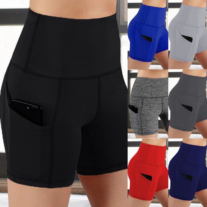 Women%20Gym%20Shorts%20High%20Waist%20Lifting%20Push%20Up%20Tight%20Cycling%20Sports%20Leggings%20+%20Phone%20Pocket%20Jogging%20Running%20Fitness%20Short%20Pant%20-%20Image%203