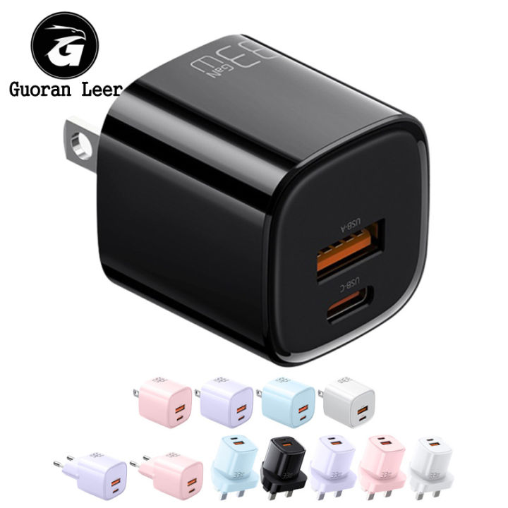 USB C Fast Wall Charger Block Fast Charging Plug Box Brick Cube 33W Dual Port PD Power Type C Charging For Laptops Smart Phone