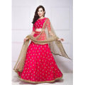 Hot Pink Georgette Semi Stitched Lehenga for Women.