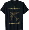 Tu-95 Russian Plane Warbird Blueprint Schematics Diagram Men T-Shirt Short Sleeve Casual Cotton O-Neck Summer Shirt.