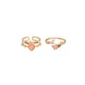 1Pc Double Layer Peach Love Zircon Open Ring. 