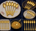 ✨ AD Tea Spoon Set ✨ 6 Pcs Set | 6 Inch | Premium Stainless Steel | Gold Finish.