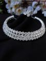 White Stone Choker Necklace Set With Earring For Women - Necklace For Girls - Very Appealing - In line with current fashion trends.