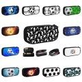 Football Players On Black Pencil Case for Girls Boys Large Storage Soccer Ball Lover Pen Bag Box School Accessories.