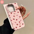 Cute Red Cherry Case For Realme C15 C67 C20 C53 Note 60 50 C63 C51 C11 C35 C55 C25 C31 C17 C65 C30 C21Y C25Y 5s 5 6i 7i 11 5i 12 C61 C3 C21 Narzo 20 Cartoon Bow Knot Leather Case. 