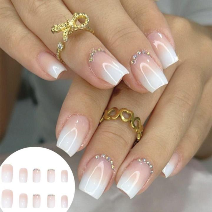 24pcs%20Nail%20Art%20Designs%20Nail%20Extensions%20Press-on%20Nails%20White%20%20%20Square%20Nails%20French%20Nail%20Design%20False%20Nails%20-%20Image%202