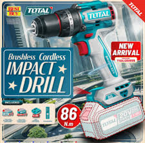 86Nm Compact Brushless Cordless Drill (20V) Total -  Tidli20868
