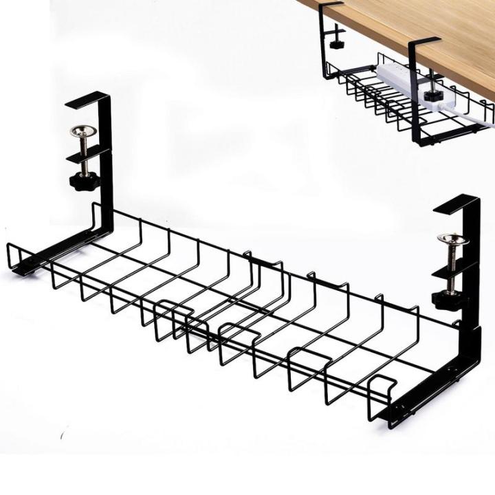 Under Desk Cable Management Tray Expandable Data Cable Storage Rack Socket Holder Wire Cord Power Strip Adapter Organizer Shelf