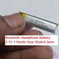 Bluetooth Headphone Battery 3.7V 115mAh Size 35x8x3.5mm Lithium Polymer Rechargeable Lipo Battery For Bluetooth Smart Watch MP3. 
