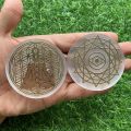 6CM Natural Crystal Selenite Slice Slab White Gypsum 7 Chakras Flower of Life Charging Plate Yoga Meditation Fengshui Healing. 