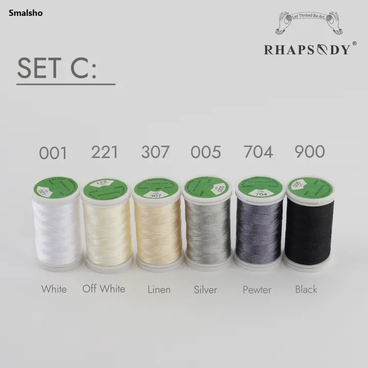 Rhapsody Thread Rhapsody Premium Polyester Embroidery Thread 200 Meters Each Spool For ...