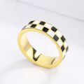 Exquisite Fashion Woman's for Ring Black and White Ring Minimalist Checkerboard Ring Handmade Enamel Party Wedding Ring.