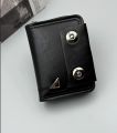 Minimalist Synthetic Leather Summer Wallet for Men - Double Magnetic Button Multi-Card Style with Polyester Lining.