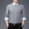 Quality all cotton striped long sleeved shirt, versatile business and casual men's top, cardigan shirt. 