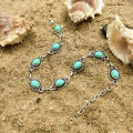 European and American cross-border jewelry Simple and versatile retro ethnic style anklets Fashionable metal alloy turquoise foot ornaments for women.
