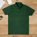 GENT'S PURE COTTON DEEP GREEN, HALF-SLEEVE PIQUE POLO SHIRT..