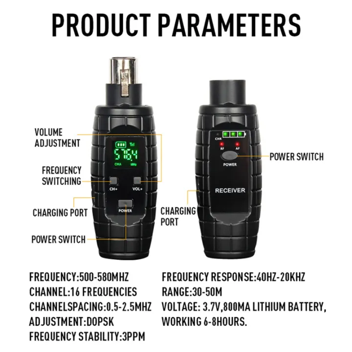 %E2%80%98%E2%80%99%20UHF%20Wireless%20XLR%20Transmitter%20Receiver%20Mic%20Head%20Kit%20Rechargeable%20Mic%20Adapter%20Black%20Plastic%20-%20Image%204