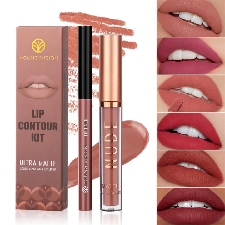 2pcs%20Matte%20Lip%20Liner%20Lip%20Glaze%20Set%20Lasting%20Color%20Lip%20Gloss%20High%20Pigment%20Lip%20Tinted%20Red%20Durable%20Non-stick%20Cup%20Lipstick%20Waterproof%20FeeoiF%20-%20Image%204