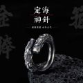 Retro original design, Ruyi, gold hoop bar, ring, men's tide, domineering, retro 999 silver, single index ring, handmade. 