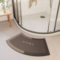 Curved bathroom floor mat, diatom mud absorbent non-slip floor mat, toilet floor mat, semi-circular fan-shaped shower room floor mat. 