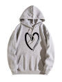 Cross-border European and American fashion casual love print loose hooded back bag collar velvet sweatshirt jacket spring and autumn women's top. 