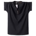 QYLVAWOY Loose Casual Men T Shirt 2022 Summer Oversize Mens T-shirt Cotton Men's Cool Top Solid Fashion V Neck Camisetas FCY495.