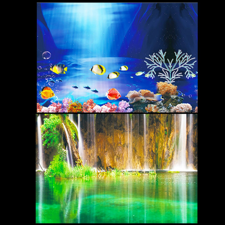 【Wweirdoo】Aquarium Ocean Self-adhesive Fish Tank Backdrop Sticker ...