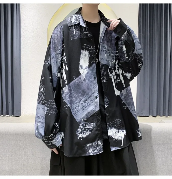 Spring%20and%20Autumn%20New%20Hong%20Kong%20Style%20Long-Sleeved%20Shirt%20chic%20Men's%20Design%20Sense%20Newspaper%20Printing%20Trendy%20Couple%20Shirt%20Coat%20-%20Image%206