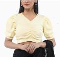Cotton Half Body short Sleeve Crop Tops Blouse for Women.