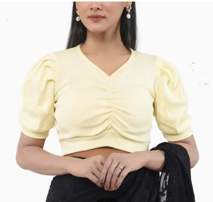 Cotton%20Half%20Body%20short%20Sleeve%20Crop%20Tops%20Blouse%20for%20Women%20-%20Image%202