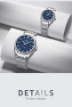 NAVIFORCE 8039 Quartz Watches for Couples Stainless Steel Strap Casual And Business Fashion Wristwatch Water Resistance Clock for Men and Women - Silver & Blue. 