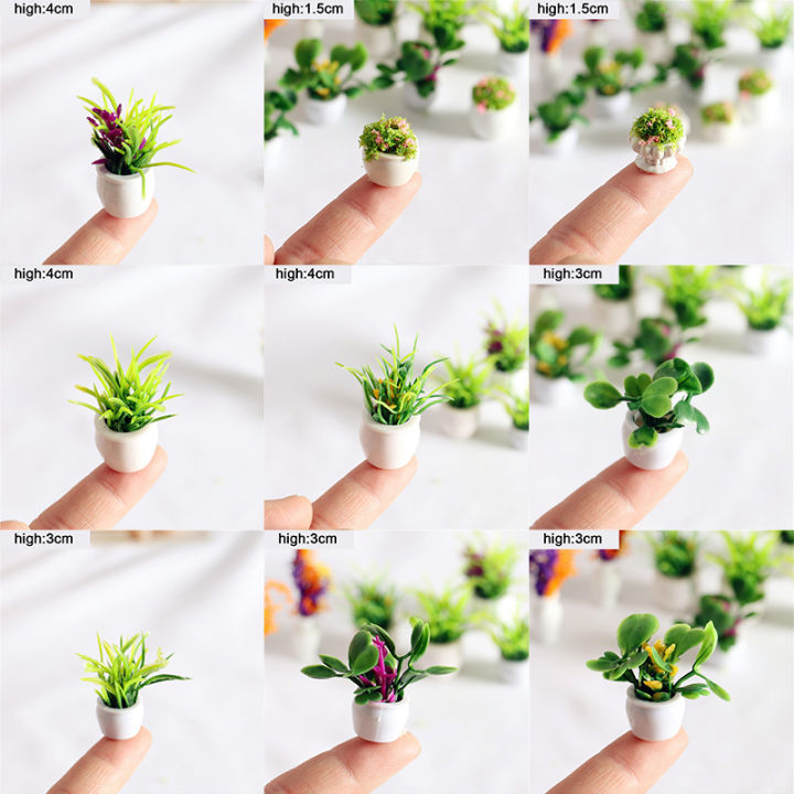 12 Style 1:12 Dollhouse Mini Plant Pot Eco-friendly Resin Home Decor Accessoires Mystic