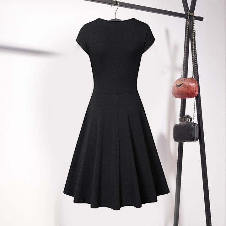 Casual%20Dress%20Pure%20Colors%20Pleated%20Large%20Hemline%20A-Line%20Swing%20Dress%20-%20Image%203