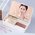 Vanity Mirror Desktop Organizer Box Cosmetics Storage Box for Desk Hotel. 