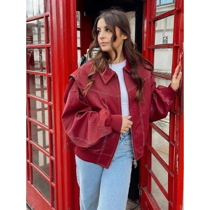 Red%20Zipper%20Leather%20Jacket%20Women%20Casual%20Long%20Sleeve%20Lapel%20Cropped%20Coat%20Autumn%20New%20Lady%20Vintage%20Fashion%20Tops%20Outerwear%20-%20Image%204