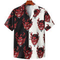 2024 Devil Horror 3d Hawaiian Shirt Man Loose Male Clothes Breathable Men's Shirts Summer Short Sleeve Shirt Top Men's Clothing. 
