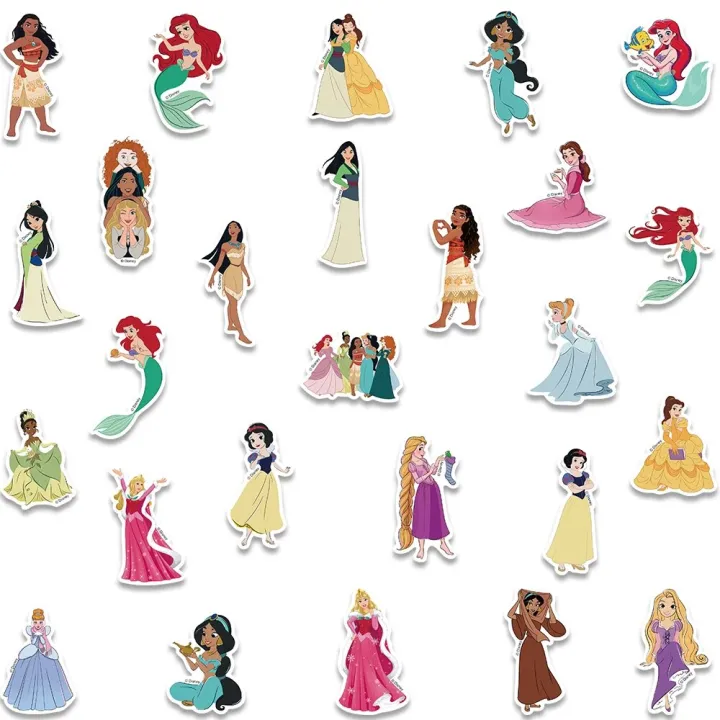 52PCS%20Disney%20Cartoon%20Cute%20Princess%20Stickers%20Aesthetic%20Decal%20Decoration%20Laptop%20Motorcycle%20Luggage%20Car%20Sticker%20for%20Girl%20Kid%20-%20Image%205
