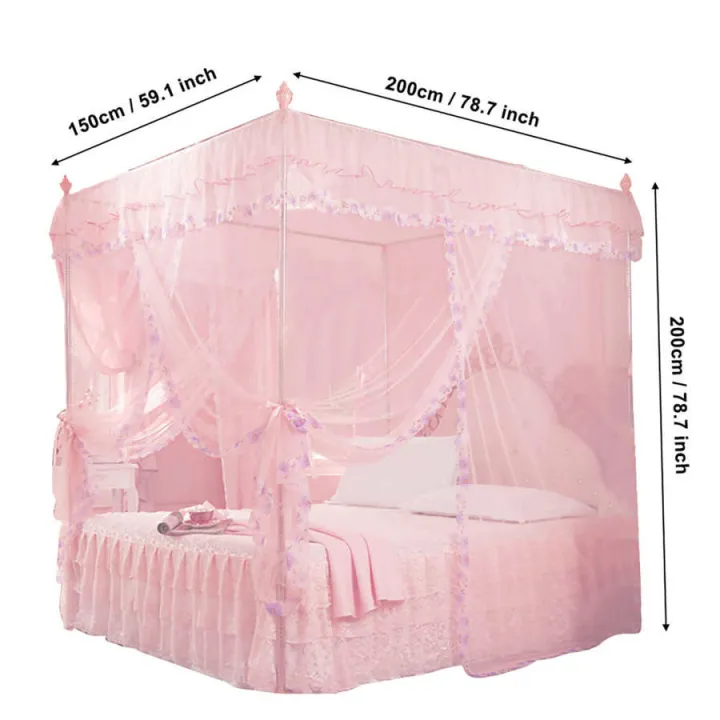 Bedroom%20Mosquito%20Netting%20Luxury%20Princess%20Canopy%20Bed%20Curtains%204%20Corner%203%20Side%20Openings%20Post%20Bed%20Curtain%20Bedding%20No%20Bracket%20-%20Image%202