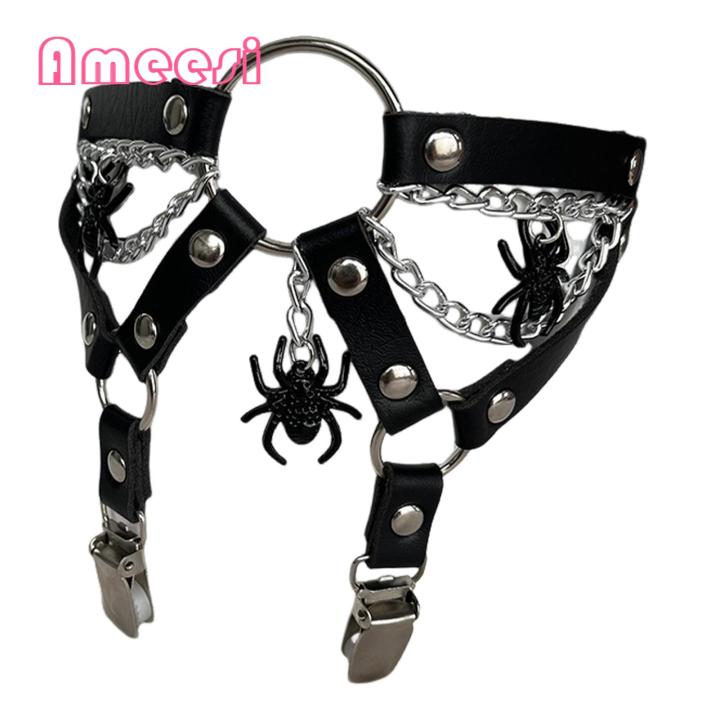garter belt with gun holster Adjustable Buckle Leg Rings Gothic Spider Leg Garter Belt for Cosplay  Honeymoon Adjustable Faux Leather Thigh Ring with Rivet Detail Non-slip  Thigh Girdle for Seductive Look Charming Leg Garters