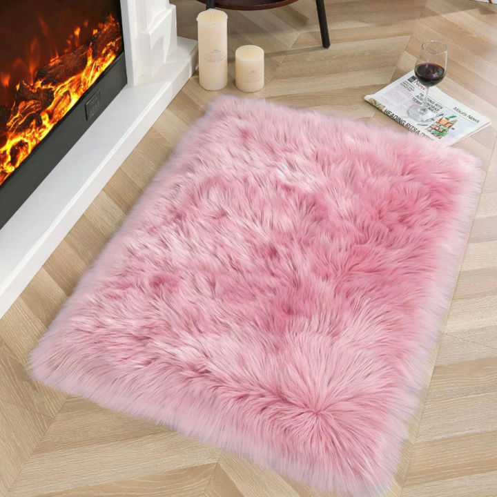 Soft Fur Carpet Circle Shape Washable Faux Fur Rug for Kids Bedroom Home Decoration (40cm)
