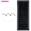 Luckybabys 60PCS/Set Stainless Steel CZ Crystal L Shape Nose Ring Body Stud.
