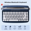 YUNZII ACTTO B303 Midnight Navy Retro Wireless Bluetooth Typewriter Aesthetic Keyboard with Integrated Stand for Multi-Device. 