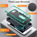 3 In 1 Full Cover Shockproof Phone Case With Stand For iPhone 8 / 7 / 6 / 6s / SE2 / SE3 / iPhone SE 2022 / 2020 Thick Hard Phone Casing Contrasting Colors Fashion Phone Cover Shell.