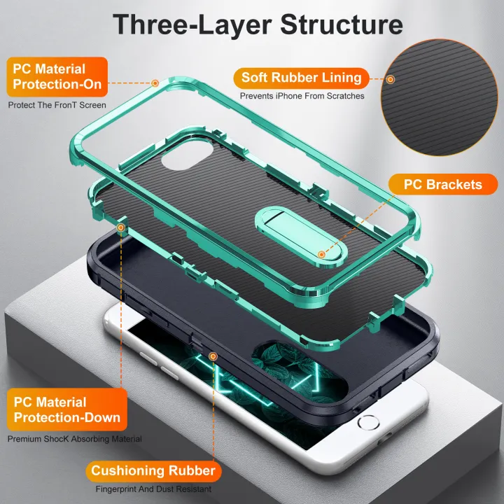 3%20In%201%20Full%20Cover%20Shockproof%20Phone%20Case%20With%20Stand%20For%20iPhone%208%20/%207%20/%206%20/%206s%20/%20SE2%20/%20SE3%20/%20iPhone%20SE%202022%20/%202020%20Thick%20Hard%20Phone%20Casing%20Contrasting%20Colors%20Fashion%20Phone%20Cover%20Shell%20-%20Image%204